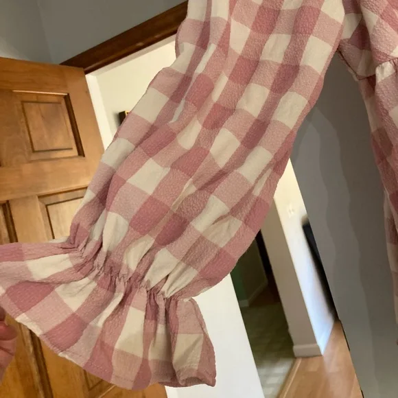 Entro Pink and White Checkered Blouse - Picture 3 of 6